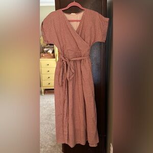 Little Cottonwood Red Gingham Fern Wrap Dress